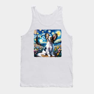 Starry Papillon Portrait - Dog Portrait Tank Top